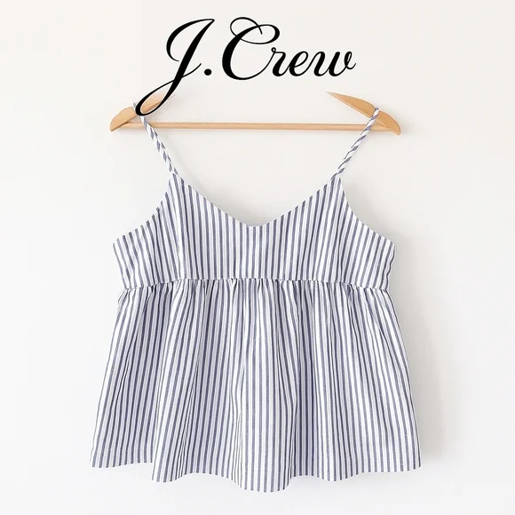 J.Crew Striped Cotton Babydoll Cami – Adjustable Straps, Size XL - Picture 1 of 8